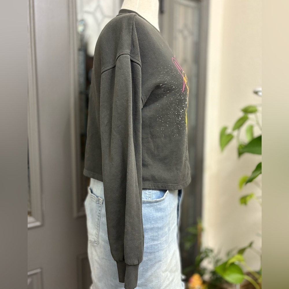 H&M Divided "Desolate The Tour" Tiger Print Oversized Cropped Sweatshirt - Picture 2 of 9